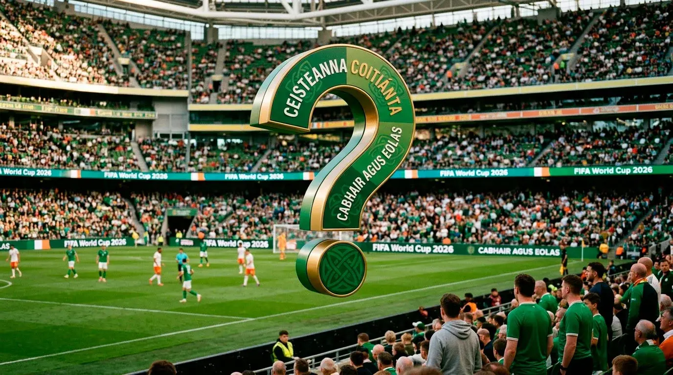 Comhartha ceiste le lógó Chorn an Domhain 2026