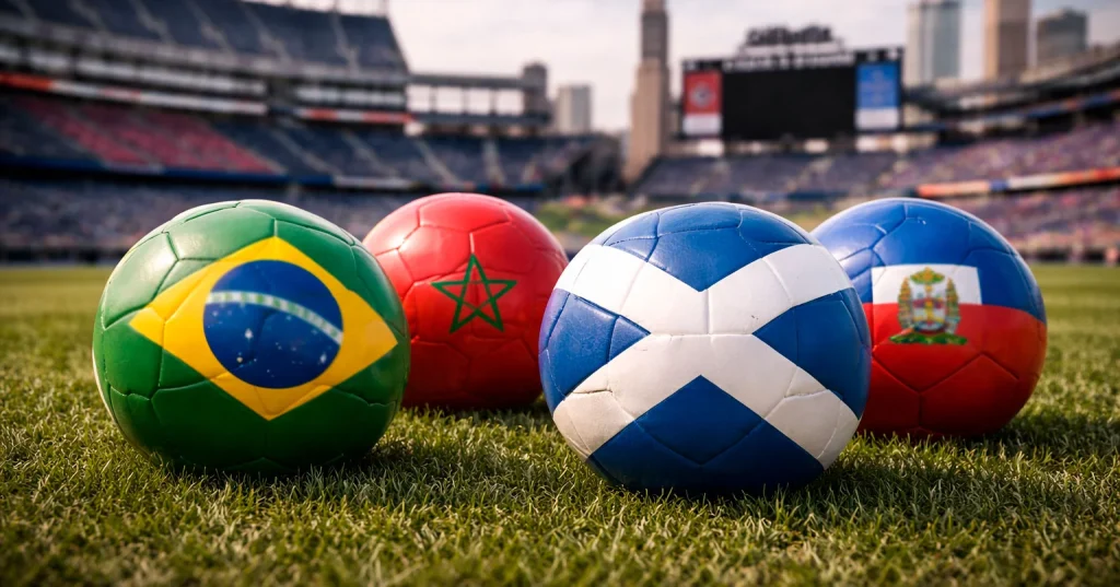 Grúpa C ag Corn an Domhain 2026 – an Bhrasaíl, Maracó, Háítí, Albain