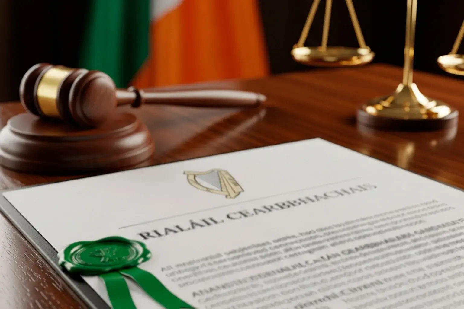 Lógó GRAI le comhartha geallchurtha agus bratach na hÉireann